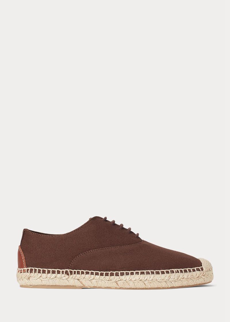 Sandały Polo Ralph Lauren Damska Brązowe Canvas Lace-Up Espadrille 947563-AMD